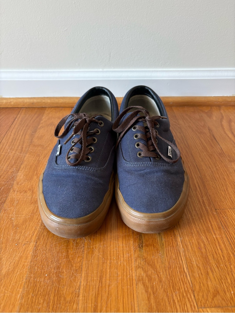 Vans Low-Top Canvas Sneakers in Navy and Brown Gum